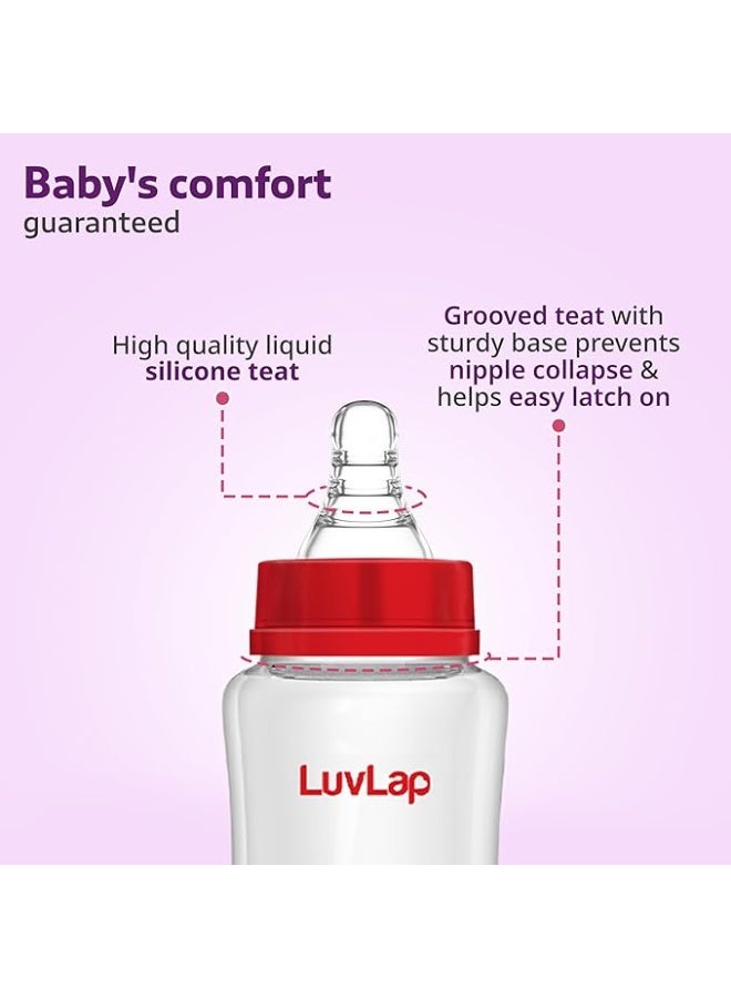LuvLap Anti-Colic Wide Neck Natura Flo Baby Plastic Feeding Bottle, 150Ml (Pack of 2), New Born/Infants/Toddler Upto 3 Years, BPA Free - Image 3